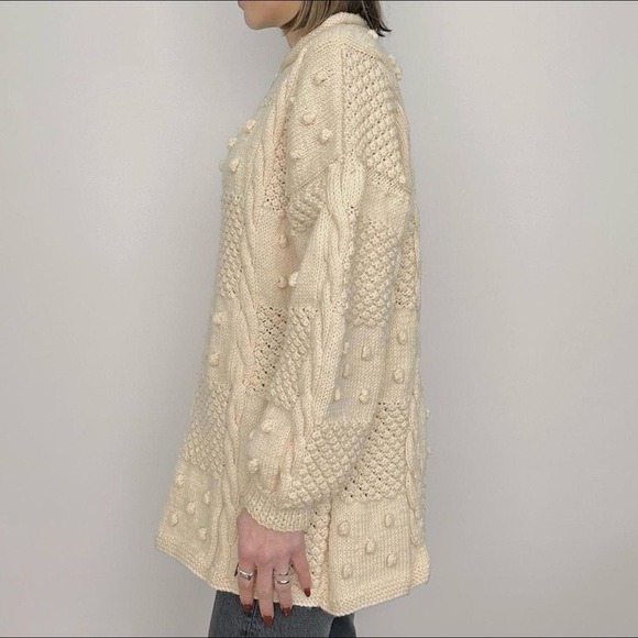 Vintage Chunky Irish Wool Sweater Ivory - Picture 4 of 7